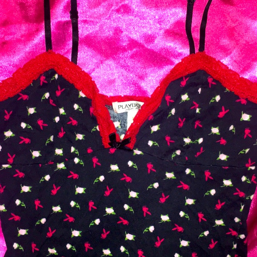 Vintage Playboy Rose Cami top lace bow y2k 2000s